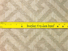 Load image into Gallery viewer, Designer Water &amp; Stain Resistant Wool Woven Flax Cotton Beige Geometric Greek Key Upholstery Fabric