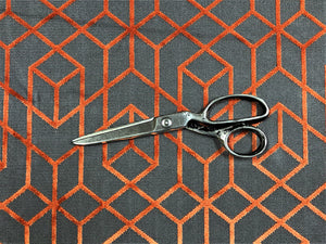 Romo Botero Cayenne Orange Grey Geometric Abstract Cut Velvet Upholstery Fabric