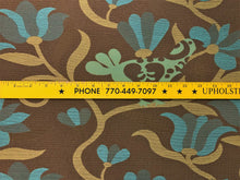 Load image into Gallery viewer, Water &amp; Stain Resistant Designer Floral Olive Green Turquoise Blue Sage Upholstery Fabric