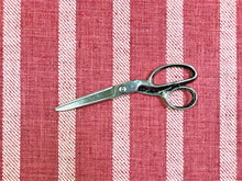 Load image into Gallery viewer, Designer Reversible Pure Linen Rose Red Off White Stripe Upholstery Drapery Fabric