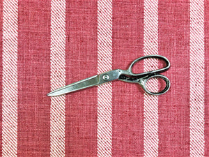 Designer Reversible Pure Linen Rose Red Off White Stripe Upholstery Drapery Fabric