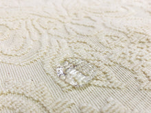 Load image into Gallery viewer, Designer Cream Ivory Renaissance Damask Cotton Terry Water &amp; Stain Resistant Upholstery Chenille Fabric