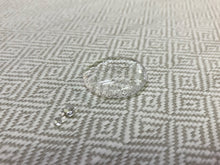 Load image into Gallery viewer, Designer Indoor Outdoor Water Resistant Cream Beige Geometric Greek Key Diamond Upholstery Fabric
