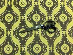 Kravet Medina Wasabi Brown Olive Chartreuse Green Ethnic Tribal Ikat Medallion Water Resistant Upholstery Fabric