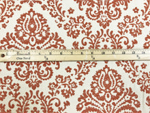 Load image into Gallery viewer, Designer Water &amp; Stain Resistant Cream Burnt Orange Damask Upholstery Drapery Fabric