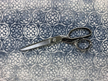 Load image into Gallery viewer, Designer Denim Stone Wash Blue Cream Medallion Upholstery Drapery Fabric