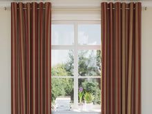 Load image into Gallery viewer, Heavy Duty Stripe Burgundy Red Ivory Gold Upholstery Drapery Fabric