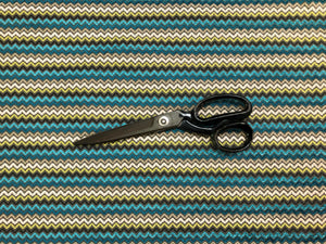Romo Tarna Peacock Small Scale Chevron Geometric Zig Zag Teal Blue Turquoise Green Cream Beige Gray Upholstery Fabric