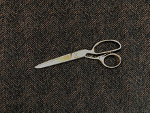 Load image into Gallery viewer, Designer Black Brown Geometric Herringbone MCM Mid Century Modern Upholstery Fabric