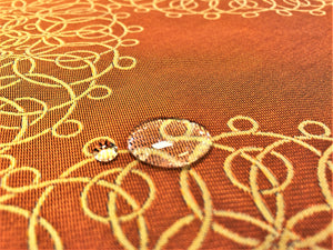 Designer Burnt Orange Gold Beige Water Resistant Geometric Medallion Upholstery Art Nouveau Fabric WHS 5167