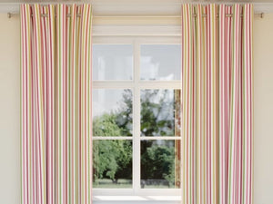 Heavy Duty White Pink Orange Green Yellow Stripe Upholstery Drapery Fabric