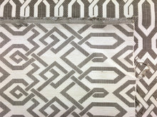 Load image into Gallery viewer, Brentano Keys Fat Deer Indoor Outdoor Taupe Cream Geometric Polypropylene Upholstery Fabric