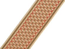 Load image into Gallery viewer, 3&quot; Wide Geometric Embroidered Red Pink Taupe Cream Drapery Tape Trim