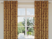 Load image into Gallery viewer, Heavy Duty Floral Mustard Gold Burgundy Red Upholstery Drapery Fabric