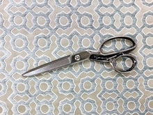 Load image into Gallery viewer, 1.75 Yds Designer Gray Taupe White Geometric Chenille Trellis Upholstery Fabric