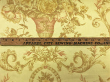 Load image into Gallery viewer, 61&quot; Wide Dutch Cotton Neoclassical Floral Victorian Yellow Beige Coral Toile Print Drapery Fabric Made in Holland