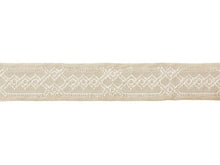 Load image into Gallery viewer, 2.125&quot; Wide Embroidered Grey Beige Taupe Green Geometric Drapery Tape Trim
