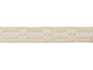 2.125" Wide Embroidered Grey Beige Taupe Green Geometric Drapery Tape Trim