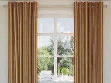 Load image into Gallery viewer, Heavy Duty Stripe Mustard Gold Burgundy Red Upholstery Drapery Fabric