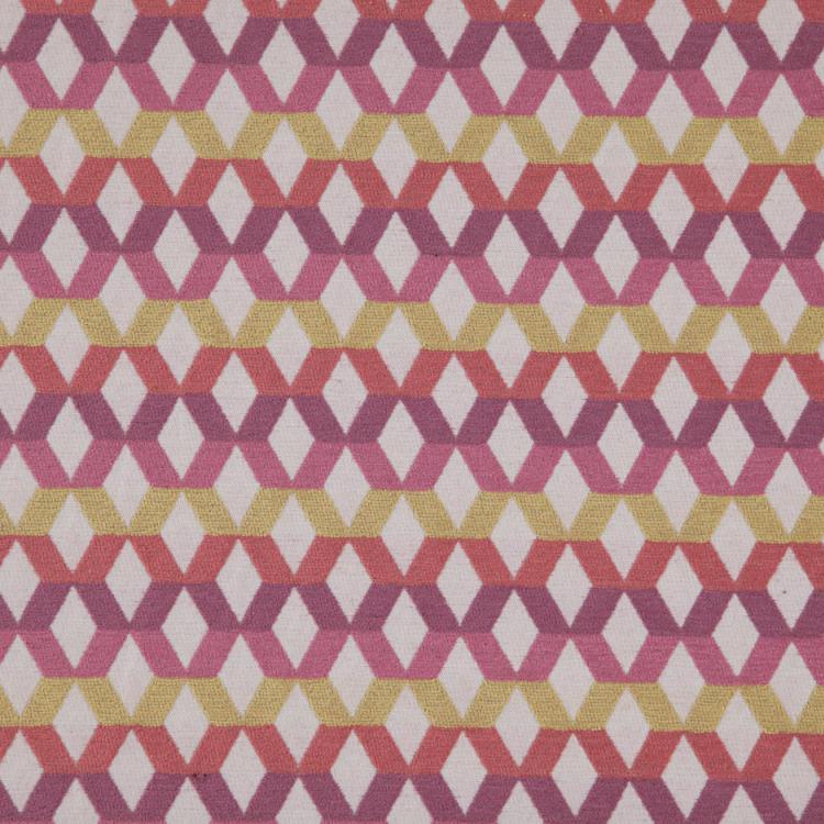 Di Lido Mustard Gold Fuchsia Magenta Red Geometric Upholstery Fabric / Sorbet