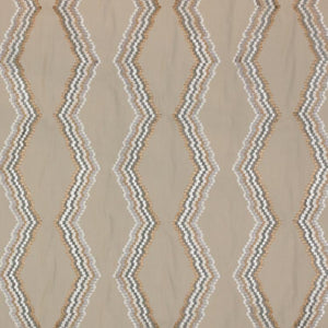 Tiberon Stripe Beige Gray Cream Geometric Embroidered Drapery Fabric / Sandstone