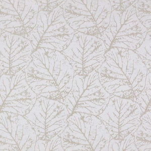 Tree House Taupe White Botanical Abstract Leaf Drapery Fabric / Mushroom
