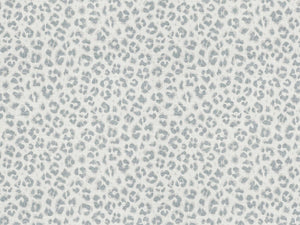 Linen Rayon Off White Grey Steel Blue Cheetah Animal Print Drapery Fabric