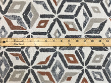 Load image into Gallery viewer, Designer Water &amp; Stain Resistant Off White Grey Rusty Brown Abstract Upholstery Drapery Fabric