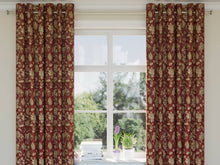 Load image into Gallery viewer, Heavy Duty Floral Burgundy Red Ivory Gold Upholstery Drapery Fabric