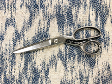 Load image into Gallery viewer, Designer Navy Blue Taupe Beige Linen Viscose Geometric Abstract Upholstery Drapery Fabric