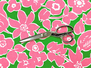 P Kaufmann Stain Resistant Hot Pink Green White Bayville Cotton Duck Watermelon Floral Upholstery Drapery Fabric
