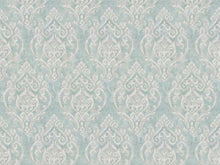 Load image into Gallery viewer, Aqua Blue Cream Grey Damask Upholstery Drapery Fabric