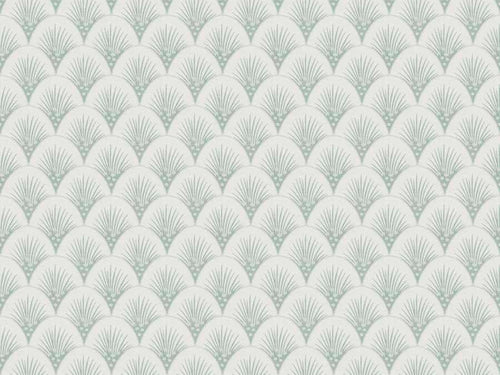 Cream Seafoam Green Art Deco Fan Upholstery Drapery Fabric