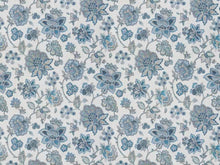 Load image into Gallery viewer, Cream Navy Blue Teal Beige Floral Jacobean Drapery Fabric