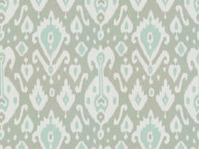 Load image into Gallery viewer, Seafoam Green Cream Ikat Cotton Upholstery Drapery Fabric