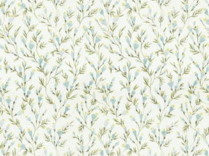 Cream Seafoam Aqua Blue Green Floral Drapery Fabric