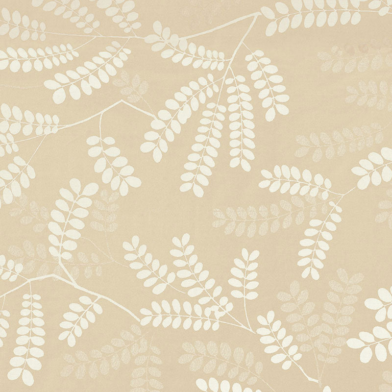 SCHUMACHER LOCUST LEAVES FABRIC 62441 / SAND