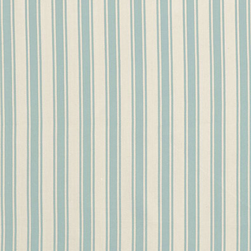 SCHUMACHER NANTUCKET HERRINGBONE STRIPE FABRIC 62974 / IVORY/AQUA