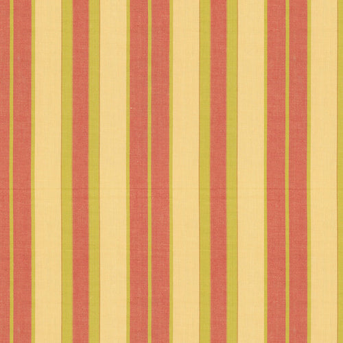 SCHUMACHER BEACON COTTON STRIPE FABRIC 62996 / MAIZE/PEAR/CORAL
