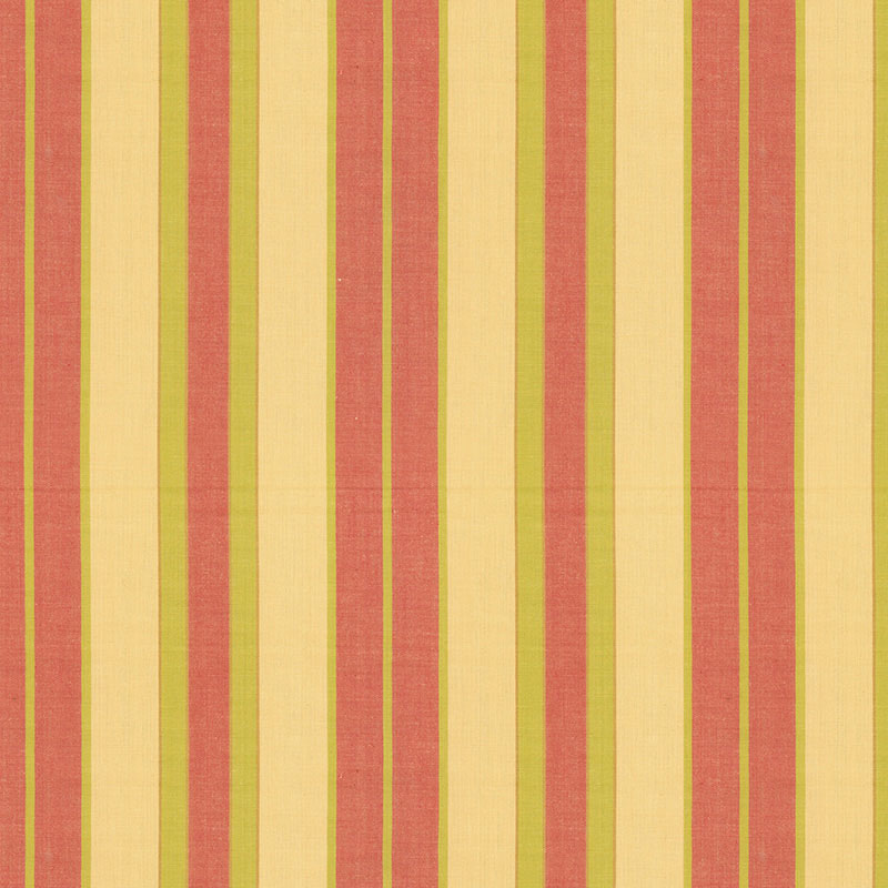 SCHUMACHER BEACON COTTON STRIPE FABRIC 62996 / MAIZE/PEAR/CORAL