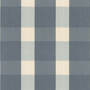 SCHUMACHER AVON GINGHAM PLAID FABRIC 63024 / INDIGO/SKY