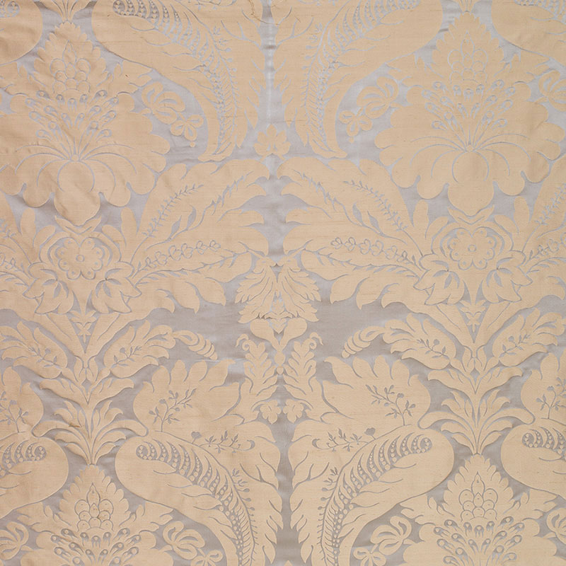 SCHUMACHER BENNET SILK DAMASK FABRIC 63731 / MINERAL