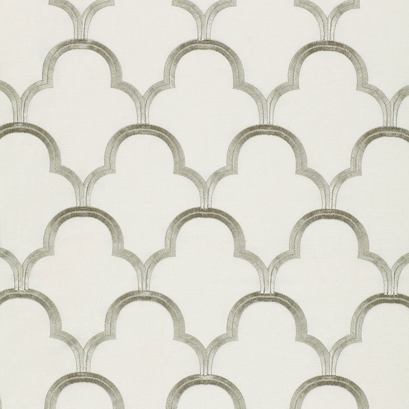 SCHUMACHER SCALLOP EMBROIDERY FABRIC 64323 / PLATINUM