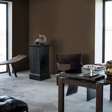 Load image into Gallery viewer, Schumacher Chevron Dots Wallpaper 6482 / Brown And Gold
