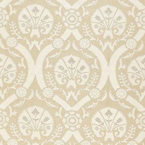 SCHUMACHER TAZA DAMASK FABRIC 65773 / CHAMPAGNE