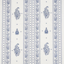 Load image into Gallery viewer, SCHUMACHER JAIPUR LINEN EMBROIDERY FABRIC 65802 / BLUE