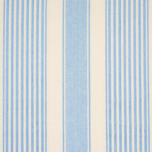 SCHUMACHER SUMMERVILLE LINEN STRIPE FABRIC 66094 / SKY