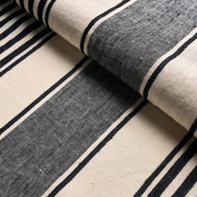 Load image into Gallery viewer, SCHUMACHER SUMMERVILLE LINEN STRIPE FABRIC 66096 / BLACK