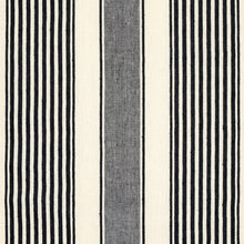 Load image into Gallery viewer, SCHUMACHER SUMMERVILLE LINEN STRIPE FABRIC 66096 / BLACK