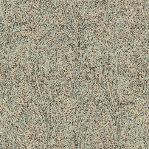 SCHUMACHER CAMERON WOOL PAISLEY FABRIC 66701 / BLUESTONE